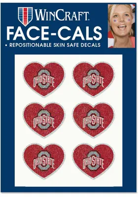 Ohio State Buckeyes 6pk Glitter Heart Tattoo