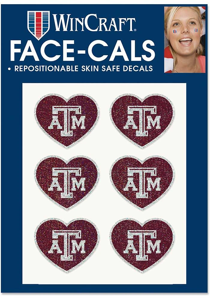Texas A&M Aggies 6pk Glitter Heart Tattoo