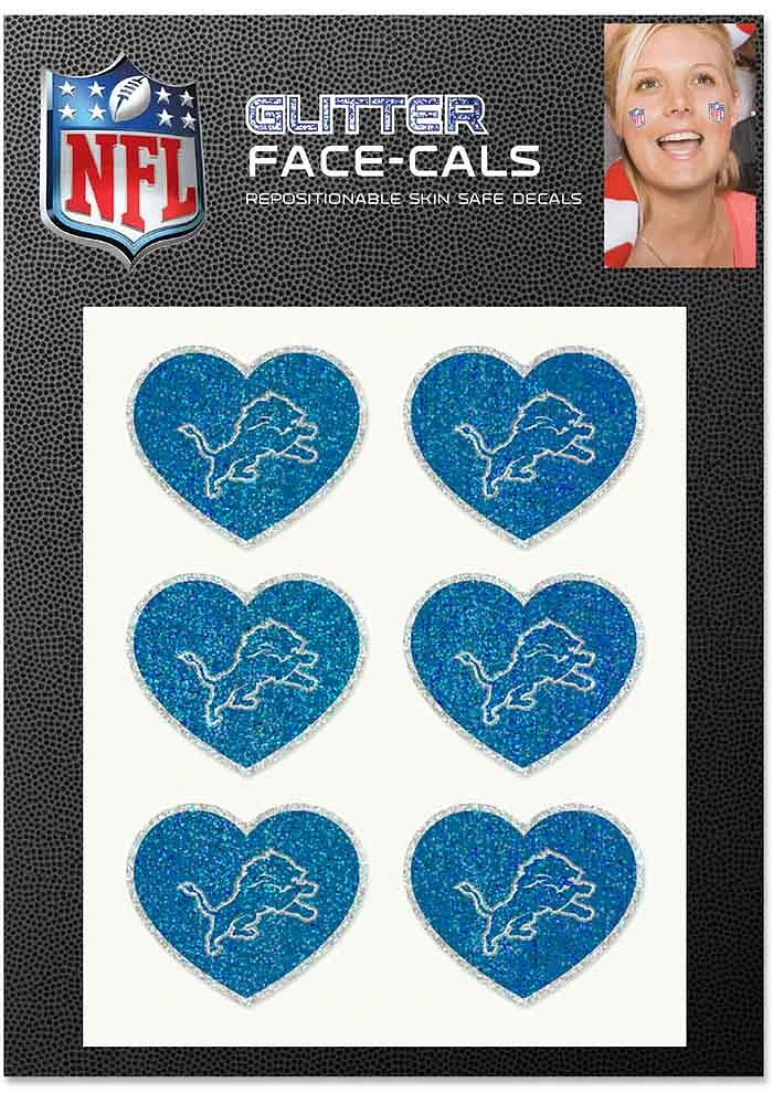 Detroit Lions Glitter Heart Tattoo