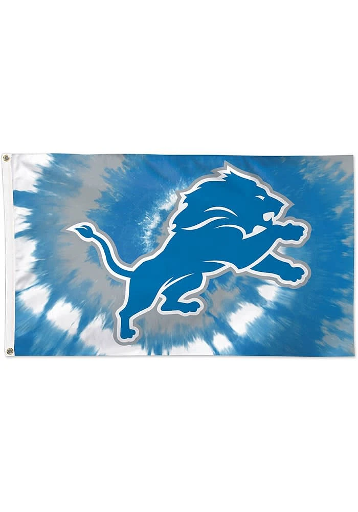 Detroit Lions Tie Dye 3x5 Ft Silk Screen Grommet Flag - Blue