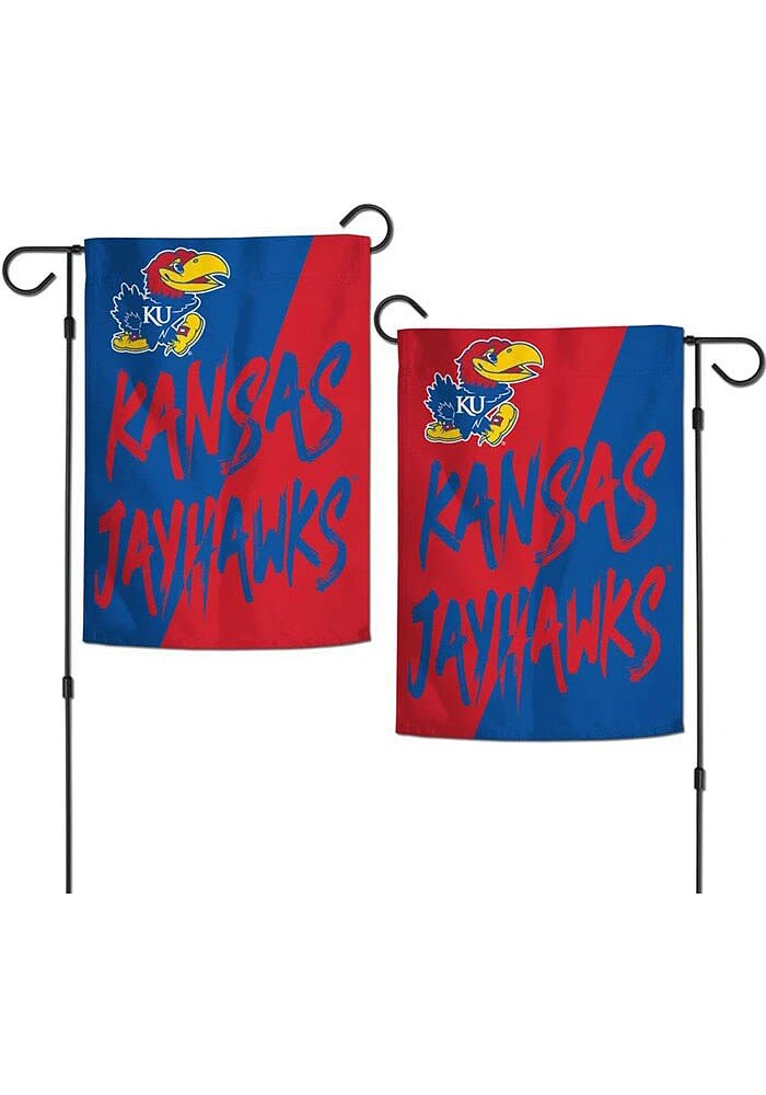 Kansas Jayhawks Word Split 12x18 Inch Garden Flag - Blue