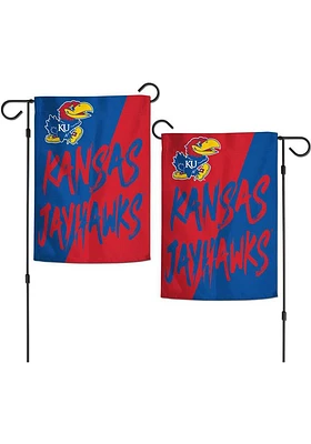 Kansas Jayhawks Word Split 12x18 Inch Garden Flag - Blue