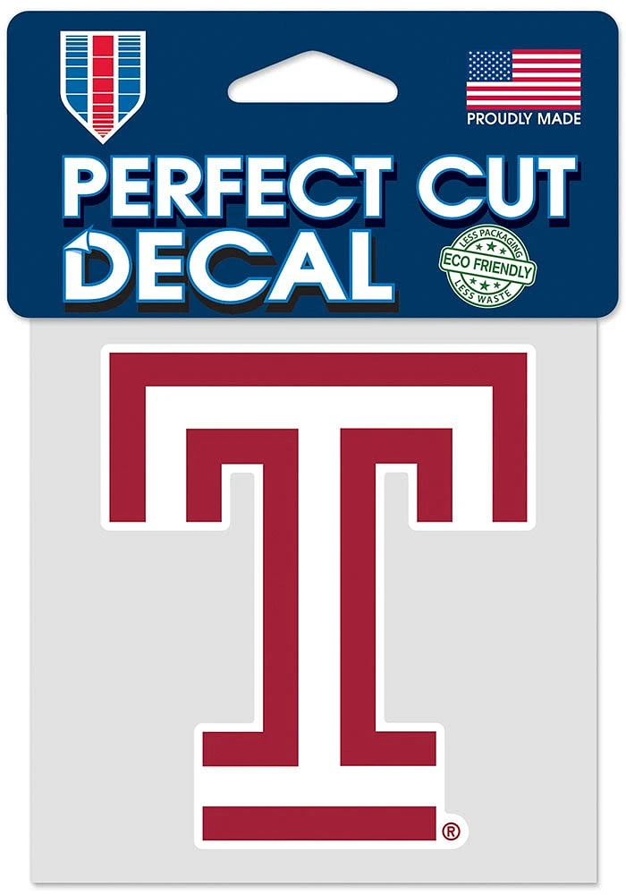 Temple Owls 4X4 Color Auto Decal - Red