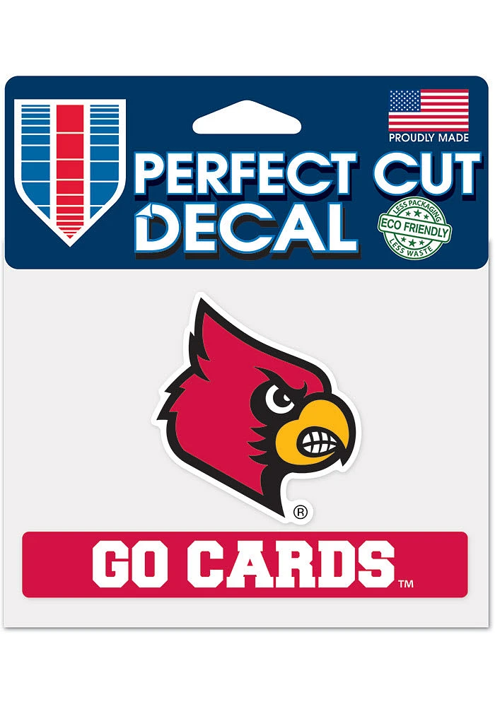 Louisville Cardinals 4.5x5.75 Logo Perfect Cut Auto Decal - Red