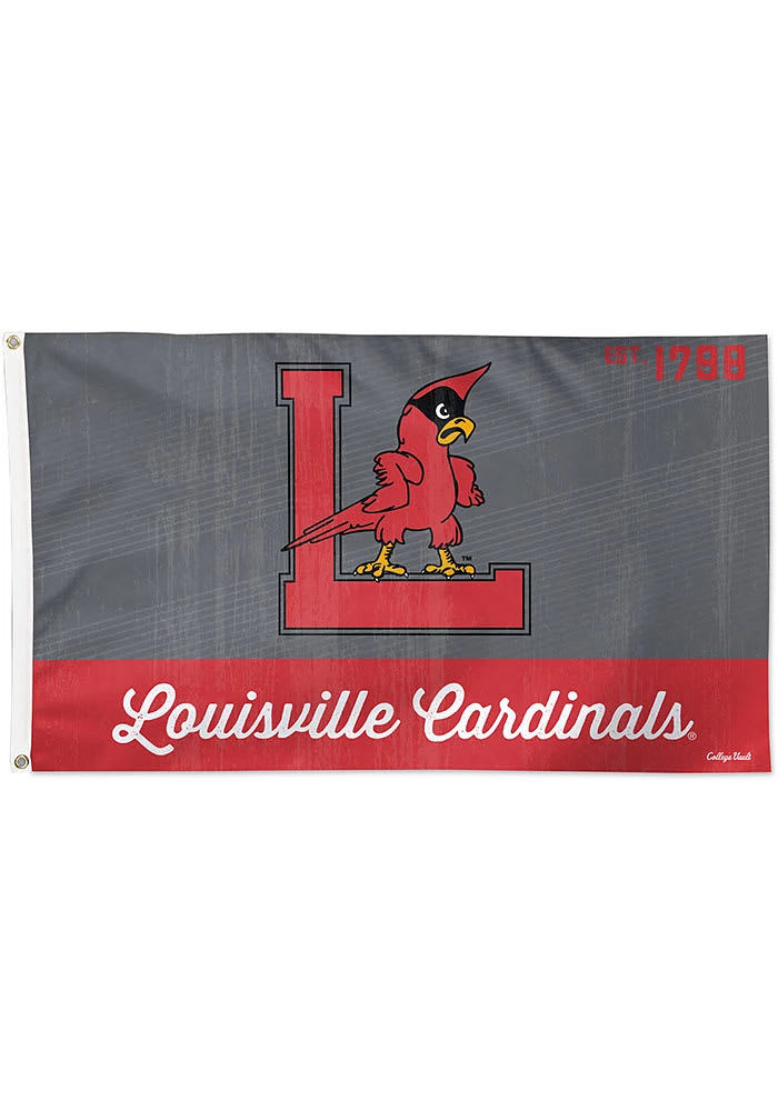 Louisville Cardinals 3x5 College Vault Logo Deluxe Silk Screen Grommet Flag - Red