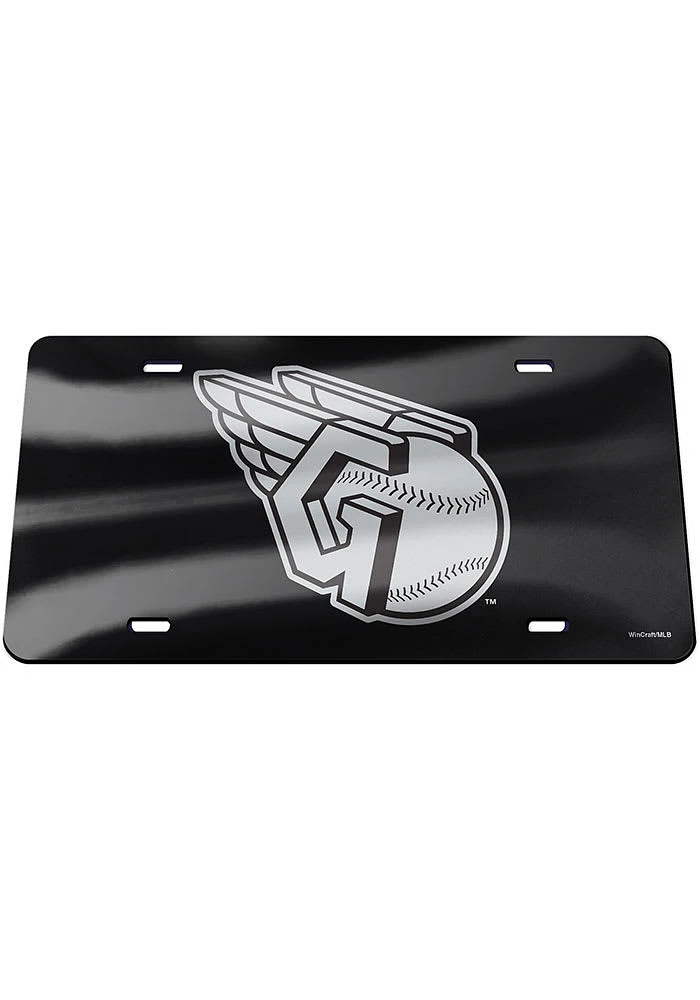 Cleveland Guardians Black Sillver Logo Black Background Car Accessory License Plate