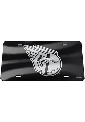 Cleveland Guardians Black Sillver Logo Black Background Car Accessory License Plate