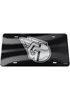 Cleveland Guardians Black Sillver Logo Black Background Car Accessory License Plate