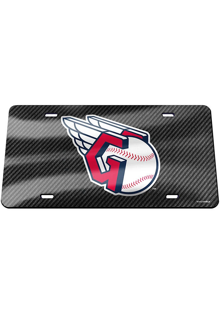 Cleveland Guardians Grey Carbon Fiber Car Accessory License Plate