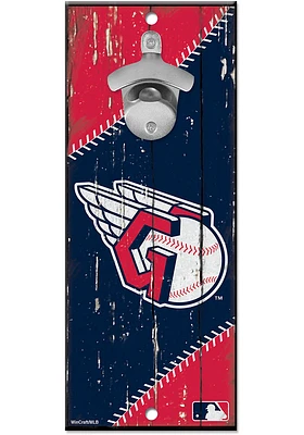 Cleveland Guardians Bottle Opener Wood Sign - Navy Blue