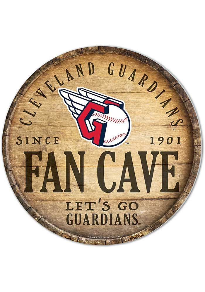 Cleveland Guardians Round Fan Cave Sign - Red