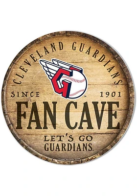 Cleveland Guardians Round Fan Cave Sign - Red