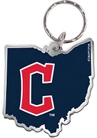 Cleveland Guardians Metallic State Shape Keychain - Navy Blue