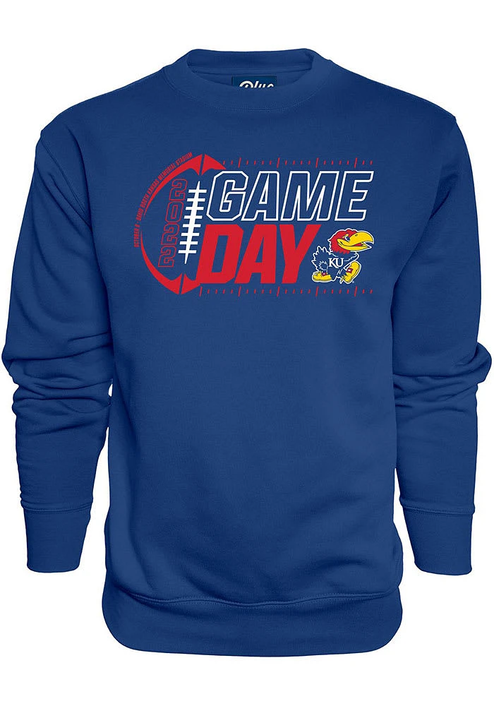 Kansas Jayhawks Mens Blue College Gameday Long Sleeve Crew Sweatshirt