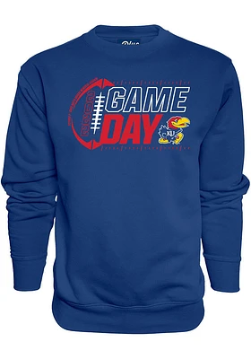Kansas Jayhawks Mens Blue College Gameday Long Sleeve Crew Sweatshirt