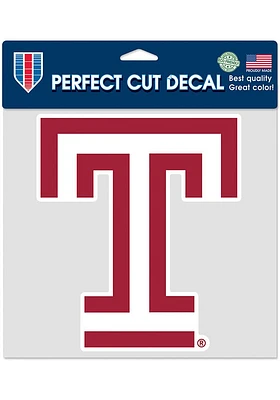 Temple Owls 8x8 Auto Decal - Red