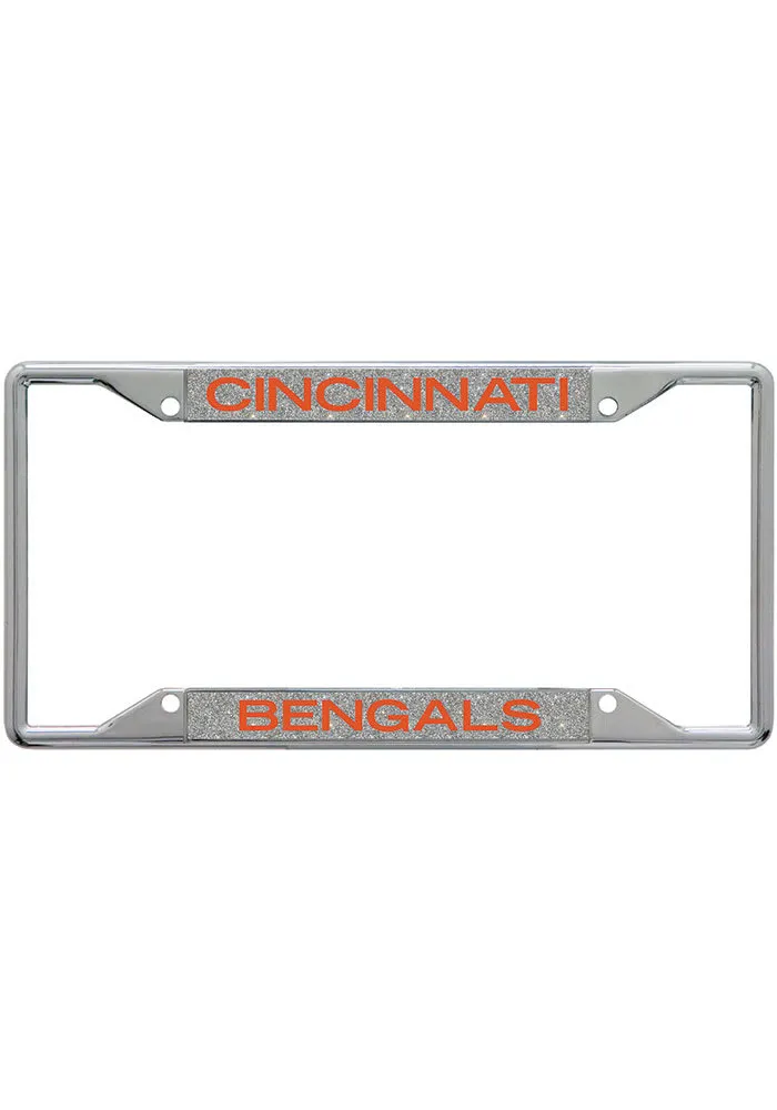 Cincinnati Bengals Silver Glitter Background License Frame