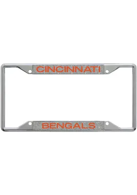 Cincinnati Bengals Silver Glitter Background License Frame