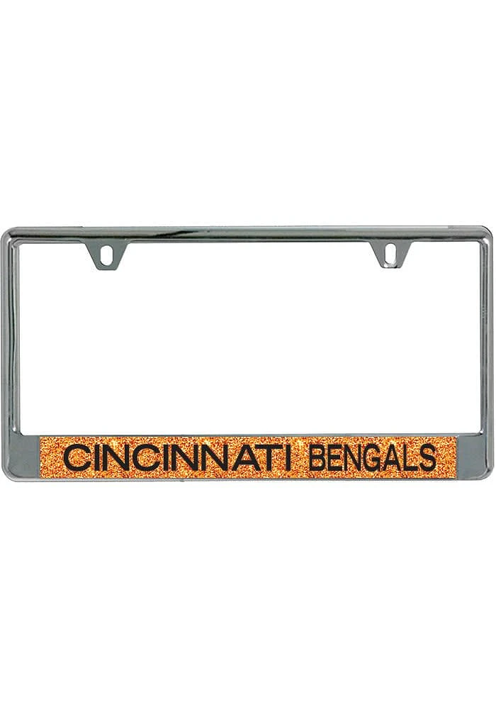 Cincinnati Bengals Orange Glitter Background License Frame
