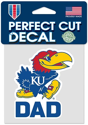Kansas Jayhawks Dad 4x4 Auto Decal - Blue