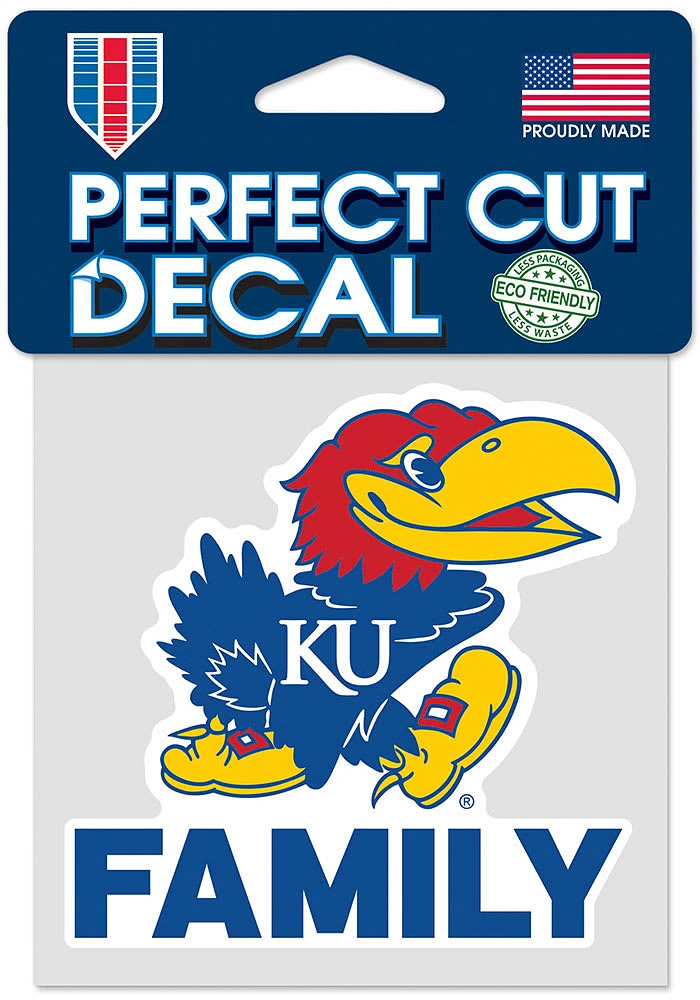 Kansas Jayhawks Family 4x4 Auto Decal - Blue