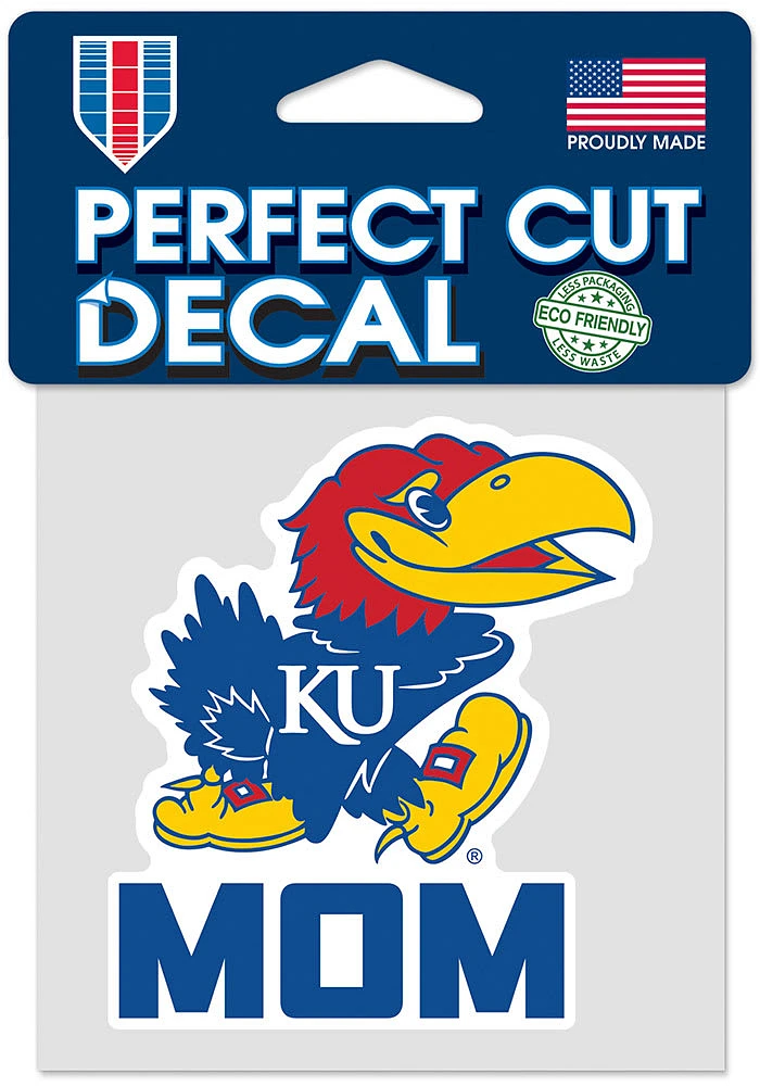 Kansas Jayhawks Mom 4x4 Auto Decal - Blue