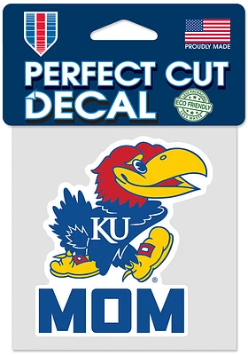 Kansas Jayhawks Mom 4x4 Auto Decal - Blue