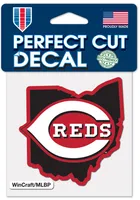 Cincinnati Reds State Shape 4x4 Auto Decal - Red