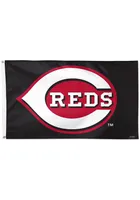 Cincinnati Reds Black 3x5 Red Silk Screen Grommet Flag