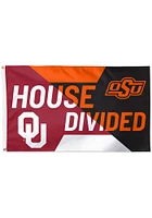Oklahoma State Cowboys House Divided 3x5 Ft Silk Screen Grommet Flag - Red