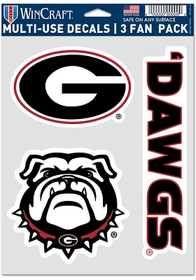 Georgia Bulldogs Triple Pack Auto Decal - Red