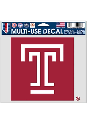 Temple Owls 5x6 Auto Decal - Red