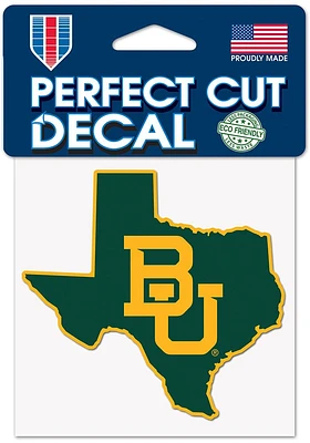 Baylor Bears 4x4 State Shape Auto Decal - Green