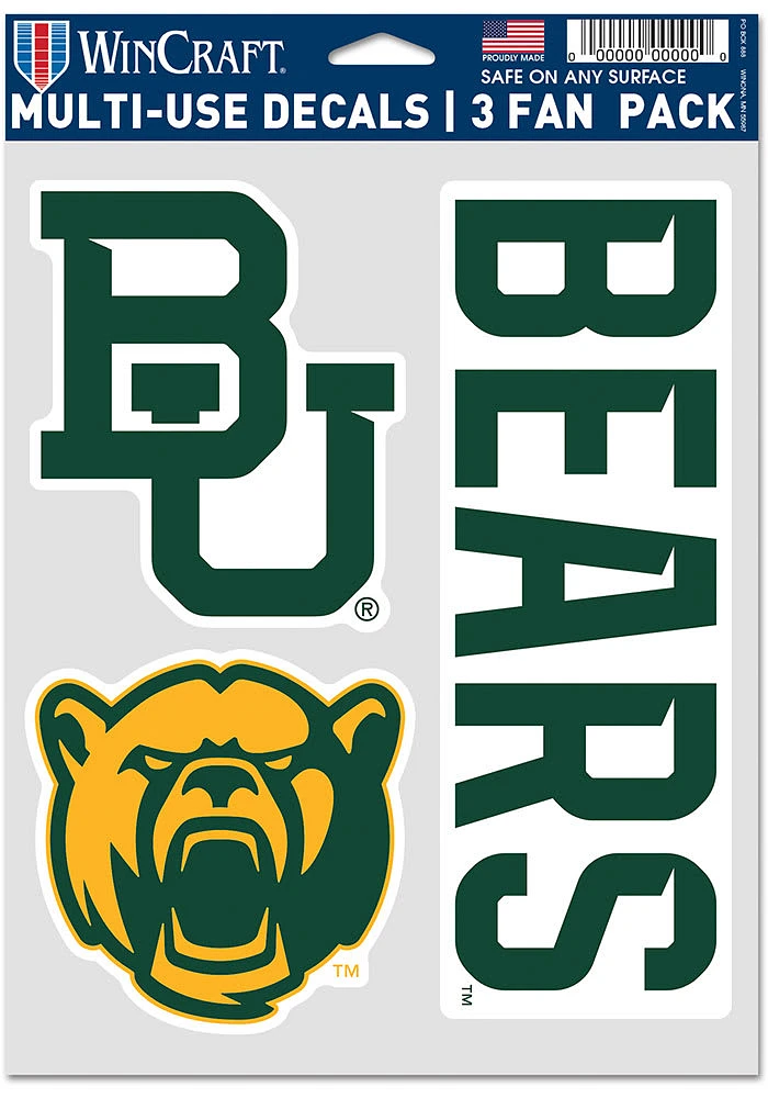 Baylor Bears 3pk Auto Decal - Green