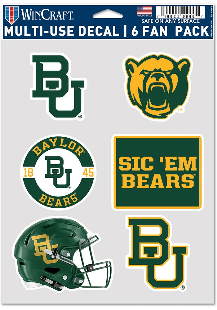 Baylor Bears 6pk Auto Decal - Green