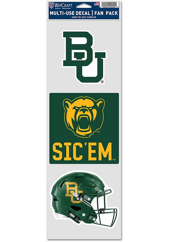 Baylor Bears 3pk Fan Auto Decal - Green