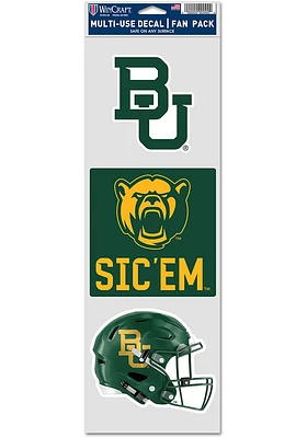 Baylor Bears 3pk Fan Auto Decal - Green