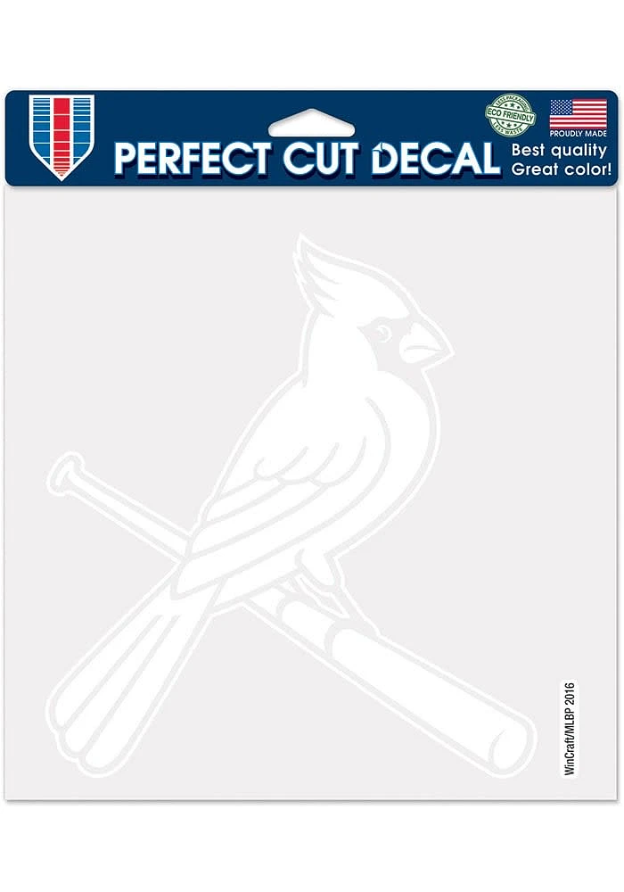 St Louis Cardinals 8x8 White Auto Decal - Red