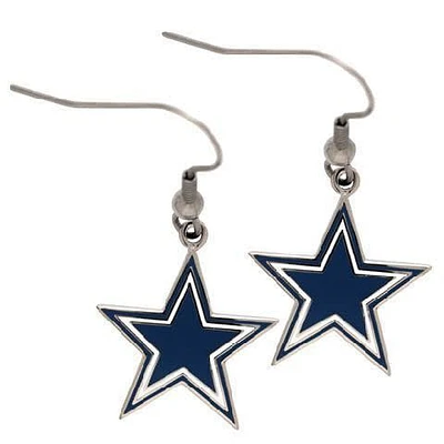 Dallas Cowboys Large Silver Dangle Womens Earrings