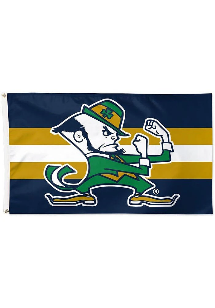 Notre Dame Fighting Irish Horizontal Stripes 3x5 Ft Navy Blue Silk Screen Grommet Flag