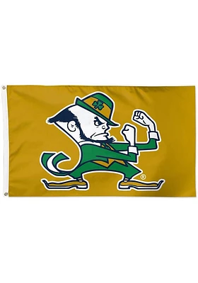 Notre Dame Fighting Irish Leprechaun 3x5 Ft Gold Silk Screen Grommet Flag