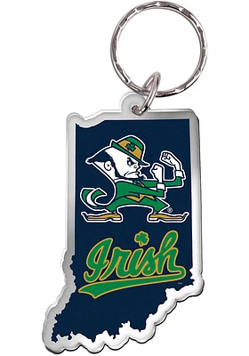 Notre Dame Fighting Irish State Shape Team Color Keychain
