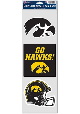 Iowa Hawkeyes 3 pack Fan Auto Decal - Gold