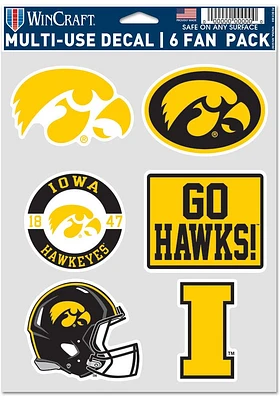 Iowa Hawkeyes 6pk Fan Auto Decal - Gold