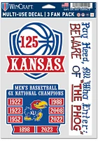 Kansas Jayhawks 125th Anniversary Basketball 3pk Auto Decal - Blue