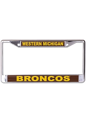 Western Michigan Broncos Team Name Inlaid License Plate Frame - Yellow