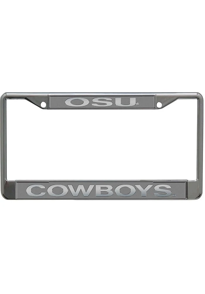 Oklahoma State Cowboys frosted License Plate Frame - Silver