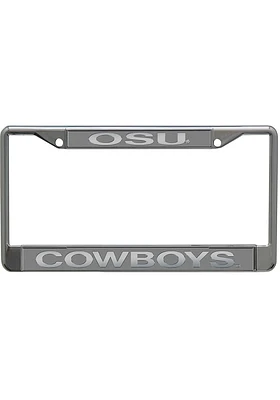 Oklahoma State Cowboys frosted License Plate Frame - Silver