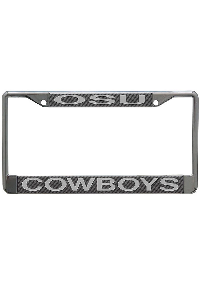 Oklahoma State Cowboys carbon License Plate Frame - Silver