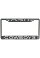 Oklahoma State Cowboys carbon License Plate Frame - Silver